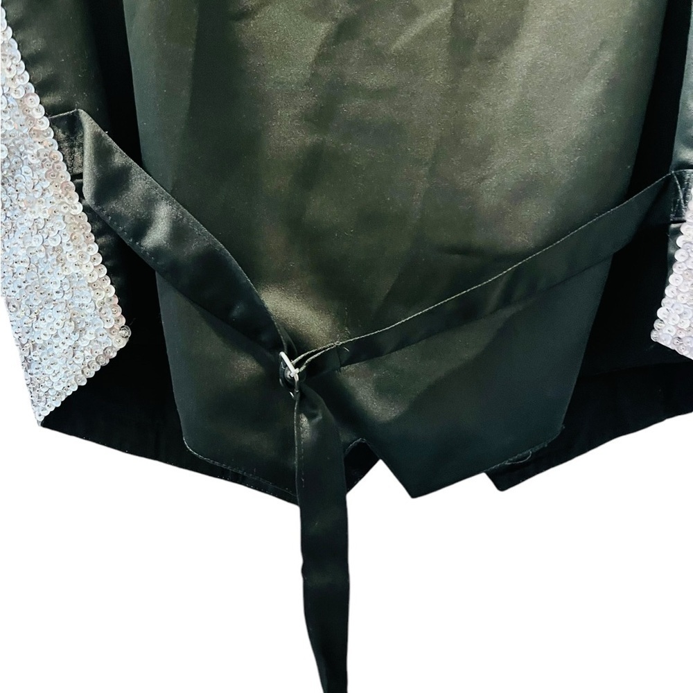 JC USA Vintage 80's Sequin Musical Notes Silver Black Vest Color Block Bling - Picture 6 of 6